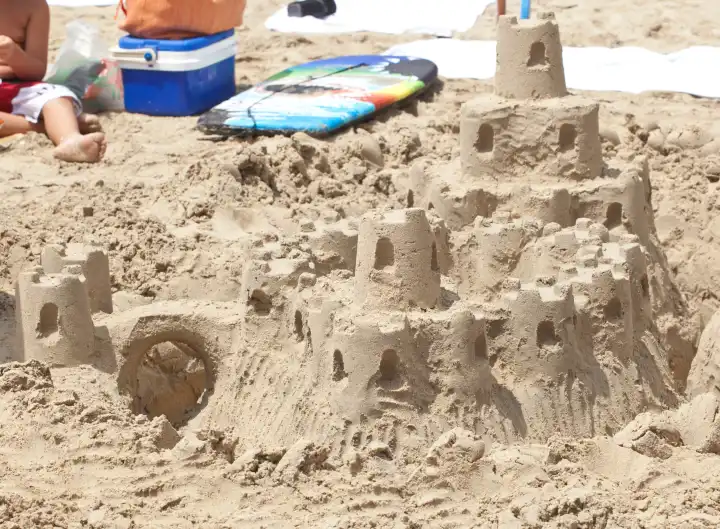 Beautiful sand castle on a beach in Spain