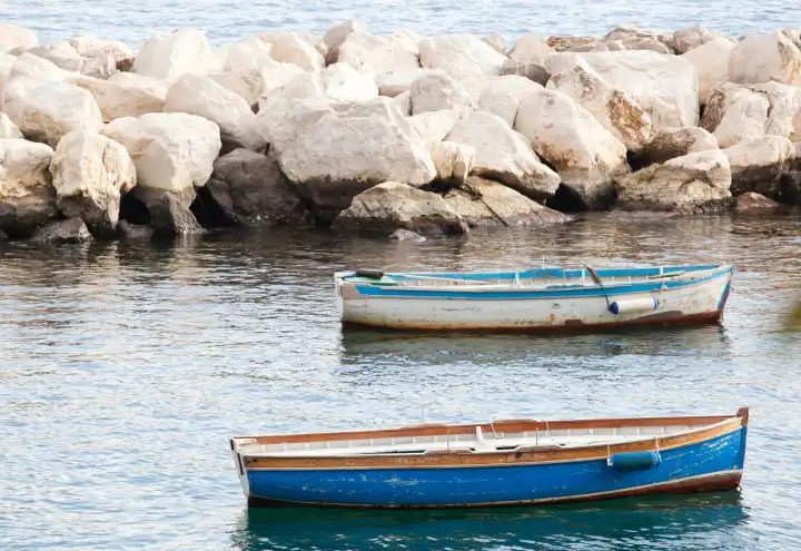 Old fishing boats in the Gulf of Naples