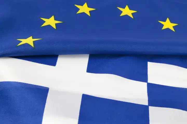 Griechische und europäische Flagge