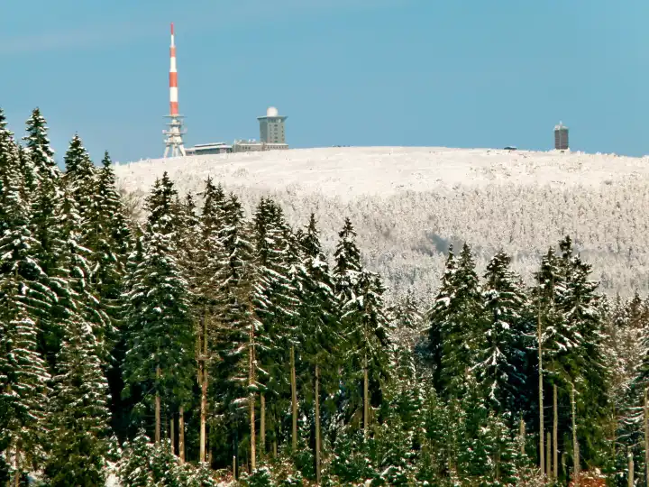 View of the Brocken in the Harz Mountains