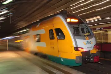 commuter train passing by