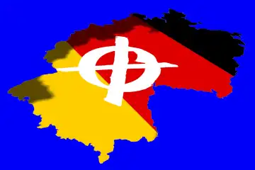 Symbolbild zur Bundestagswahl am 24.September 2017 Umriss Deutschland s mit Bundesflagge und angekreuztem Wahlkreuz
