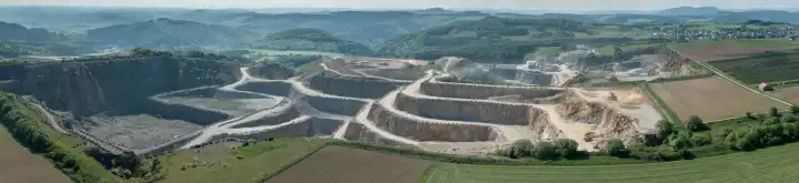 Aerial panorama quarry in Germany