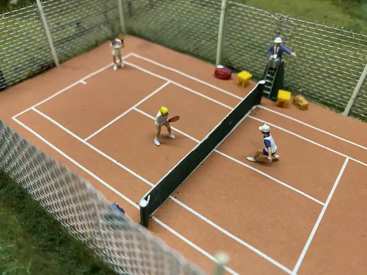Miniature model of a tennis court