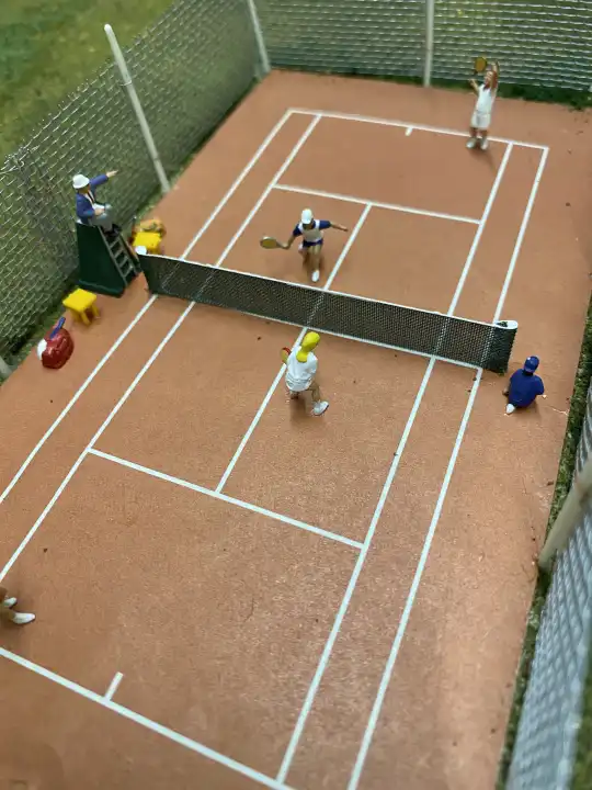Miniature model of a tennis court