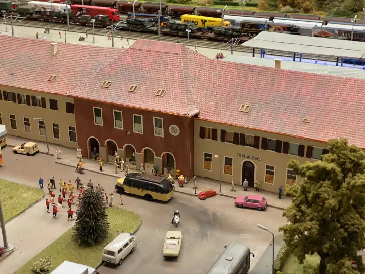 Miniature replica of Wörgl station in Austria on a railroad layout