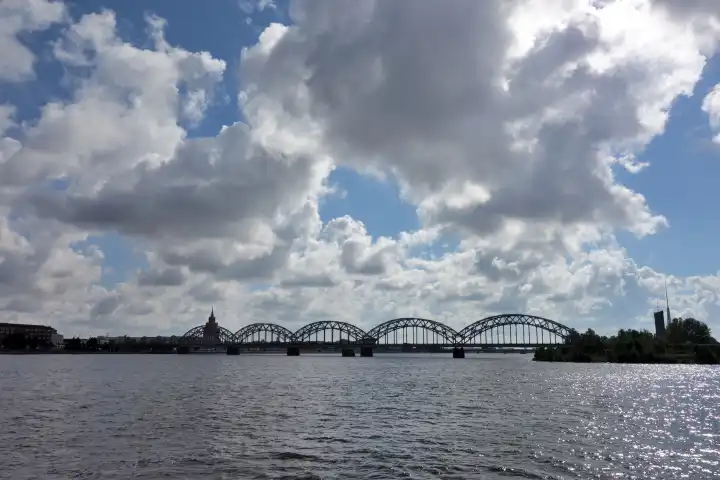 Riga, Latina - July 14, 2015 Bridge over diva in Riga