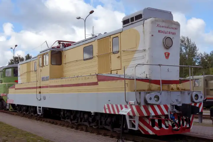 Riga, Latina - July 14, 2015 Lokomotive aus Sowjetzeit im Eisenbahnmuseum von Riga