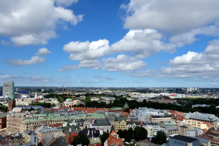 Riga, Lativa - July 14, 2015 Aerial der Altstadt von Riga