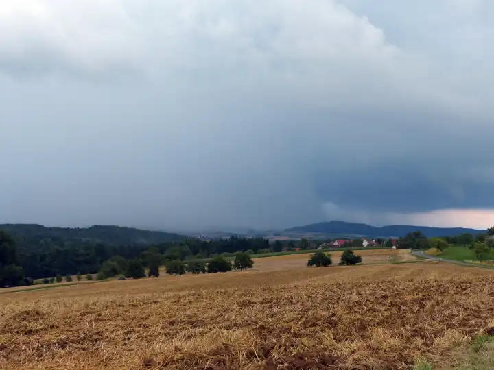 Coming storm, thunderstorm in the countryside