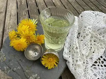 Dandelion flower tea and dandelion flower bouquets
