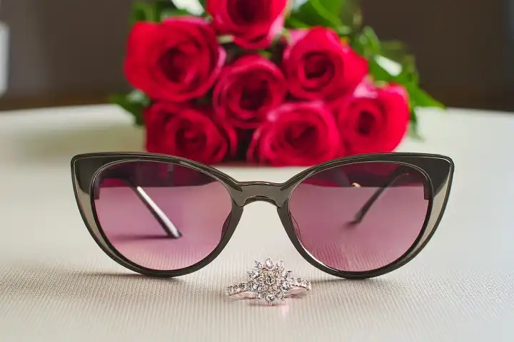 KI generiert. Der Heiratsantrag, und durch die rosarote Brille schauen