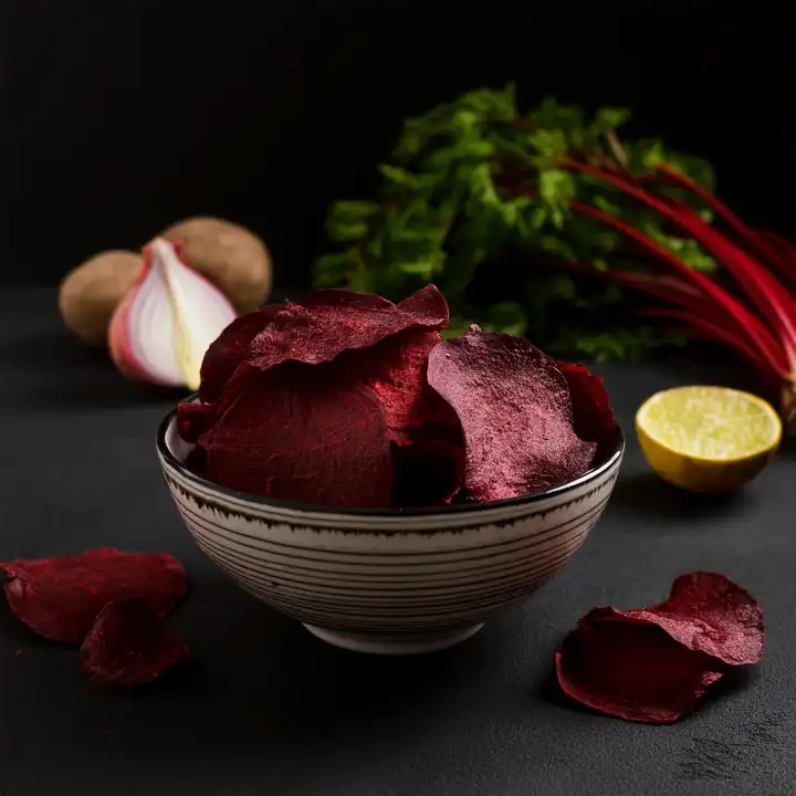 AI generated. Beet chips in a bowl