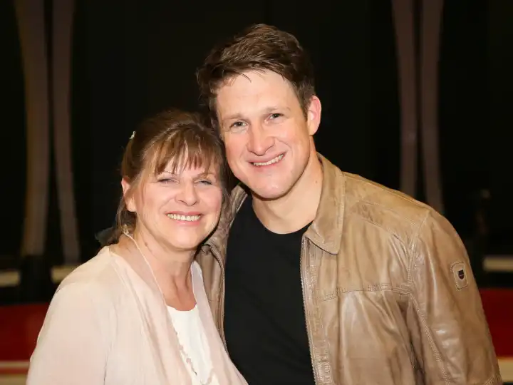 former Austrian-German weightlifter Matthias Steiner with his mother Michaela during the MDR Mother's Day show with Stefanie Hertel broadcast on May 13, 2017.