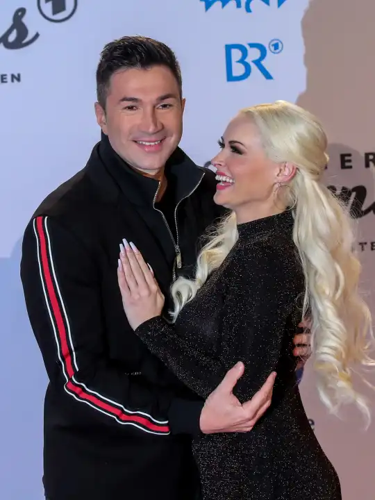 Singer Lucas Cordalis with German model and singer wife Daniela Katzenberger at Schlagerchampions 2020 on January 11, 2020 in Berlin
