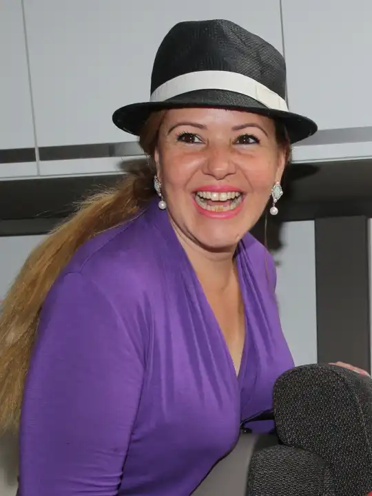 Luzandra wife of pop singer Roberto Blanco during a visit to Magdeburg
