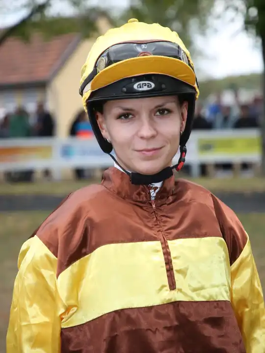 Czech rider Michaela Malacova before the 4.race at the race day at the racecourse Magdeburg Herrenkrug on 10.09.2022