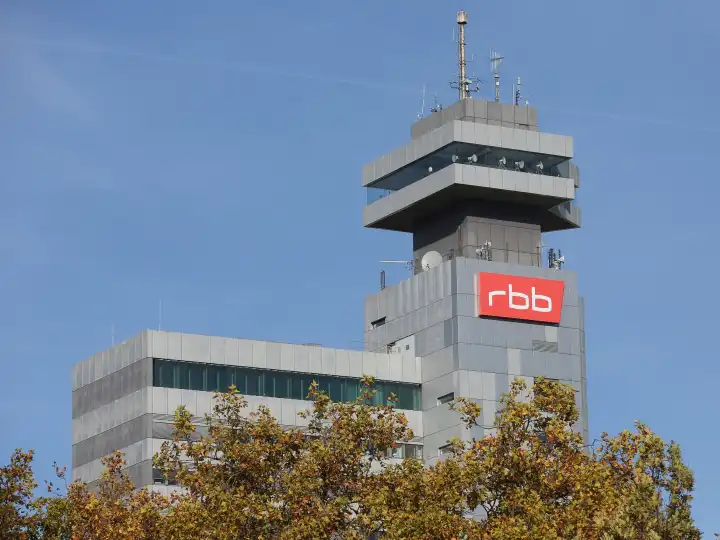 View of RBB broadcasting house at Theodor-Heuss-Platz in Berlin