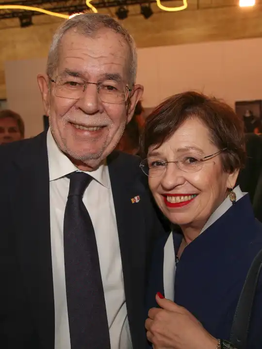 Federal President of the Republic of Austria Alexander Van der Bellen with wife Doris Schmidauer visiting the Leipzig Book Fair on 27.04.2023