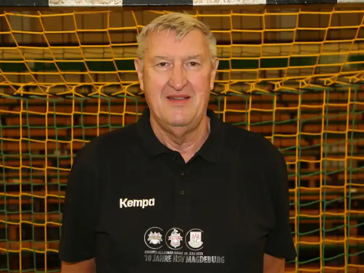 former GDR handball player and legend Harry Jahns SC Magdeburg Allstars at Benefit Allstars Game 2023 in Magdeburg