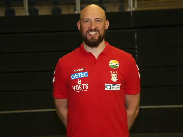 Co-coach Yves Grafenhorst SC Magdeburg portrait appointment season 2023-24 Liqui Moly Handball Bundesliga HBL official photo opportunity SC Magdeburg in the GETEC Arena in Magdeburg on 21.07.2023