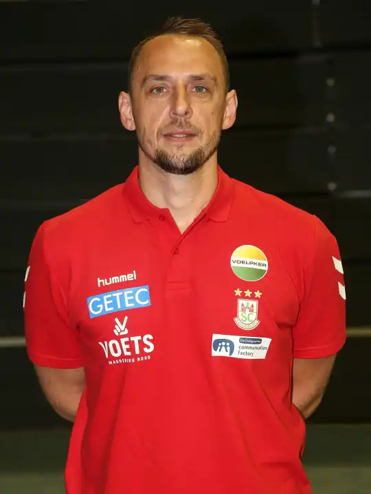 Goalkeeper coach Dino Spiranec SC Magdeburg portrait appointment season 2023/2024 Liqui Moly Handball Bundesliga HBL official photo opportunity SC Magdeburg in the GETEC Arena in Magdeburg on 21.07.2023