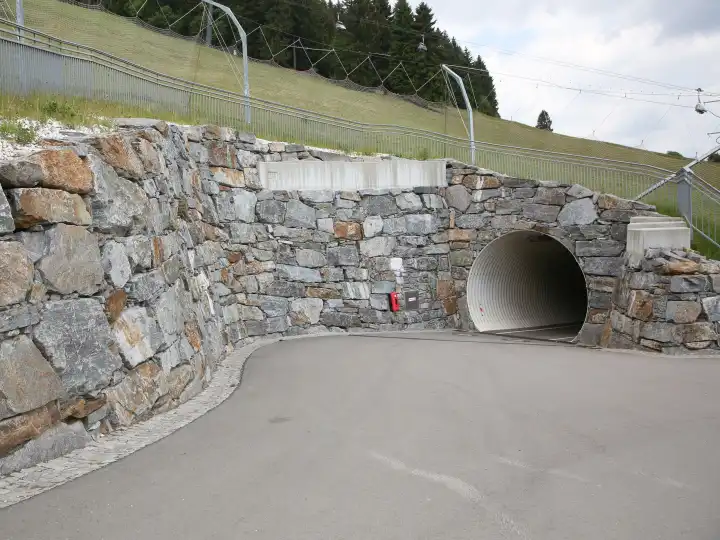 Rescue and pedestrian tunnel at the Oberwiesenthal ski slope in summer 2023