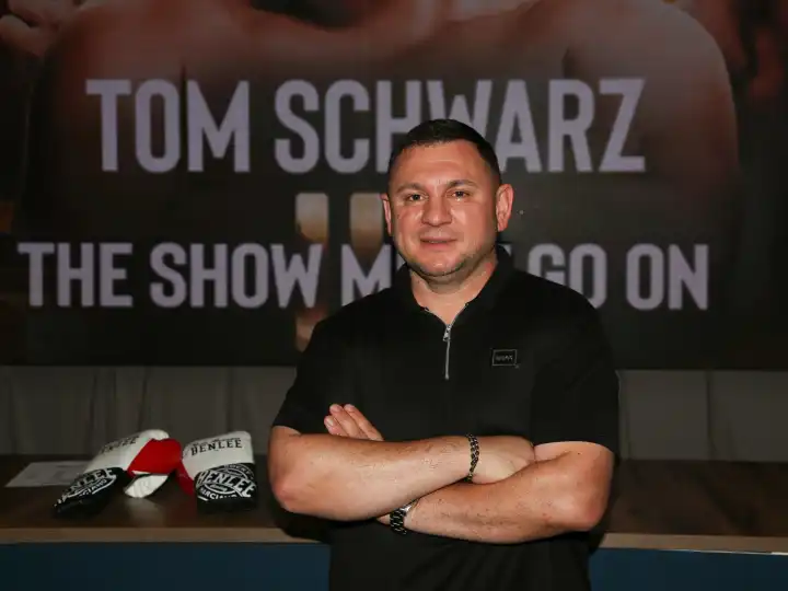 Promoter Burim Sylejmani of the Magdeburg boxing stable Fides Sports at the press conference for THE SHOW MUST GO ON III on 21.09.2023 in Magdeburg