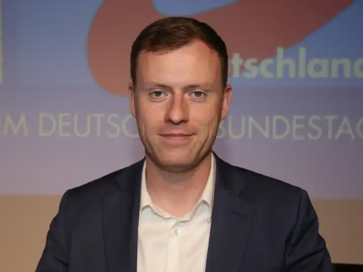 German politician Jan Wenzel Schmidt Member of the AfD parliamentary group in the German Bundestag and Secretary General of the AfD Saxony-Anhalt at the Citizens' Dialogue on 26.04.2024 at the location halber85 in Magdeburg