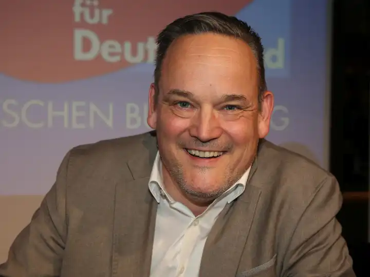 German politician Martin Reichardt Member of the AfD parliamentary group in the German Bundestag and state chairman of AfD Saxony-Anhalt at the Citizens' Dialogue on 26.04.2024 at the location halber85 in Magdeburg