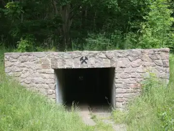 View of a former shaft entrance in Altenberg in summer 2024