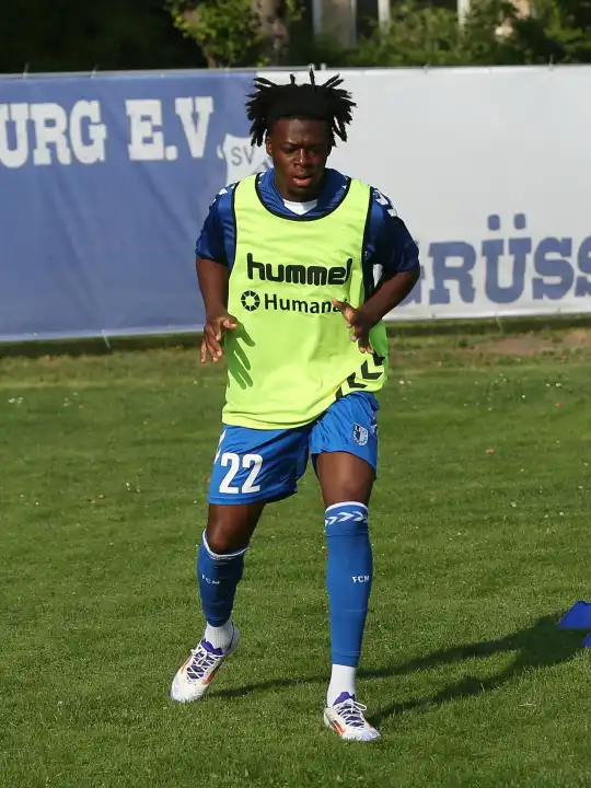 New arrival soccer player Pierre Nadjombe 1.FC Magdeburg 2.Fußball Bundesliga season 2024-25 Test match at Blau Weiss Loburg on 26.06.2024 in Loburg