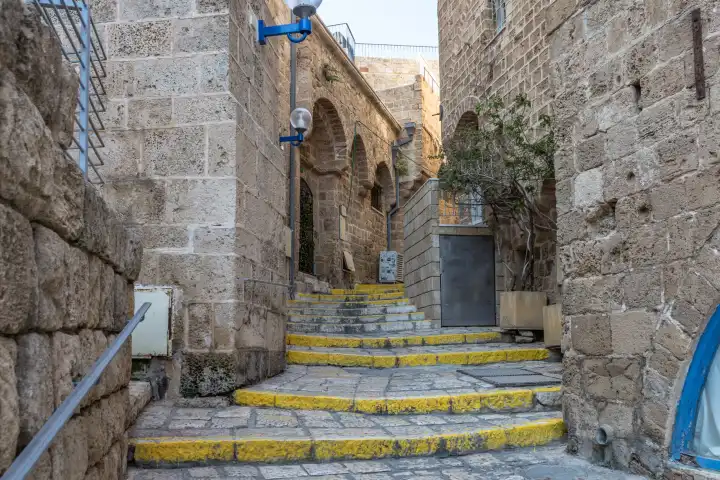 Tel-Aviv Yafo-Stadtansichten der mittelalterlichen Hafenstadt Jaffa in Israel