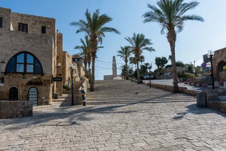Tel-Aviv Yafo-Stadtansichten der mittelalterlichen Hafenstadt Jaffa in Israel