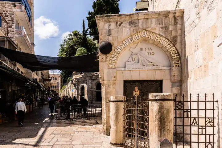 Via Dolorosa in Jerusalem, Israel. Eine der Stationen des Kreuzwegs Jesu.