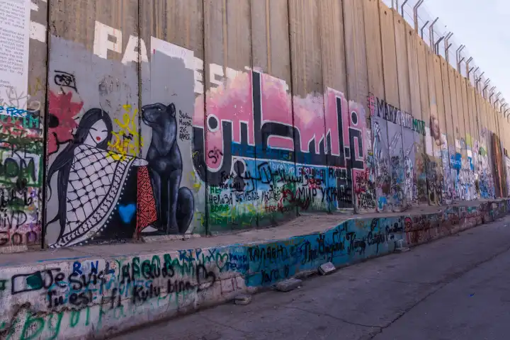 Graffiti an der israelischen Sicherheitsmauer in Bethlehem, Westjordanland.