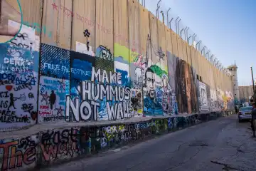 Graffiti on the Israeli security wall in Bethlehem, West Bank.