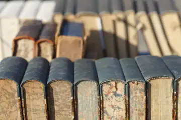 Alte Bücher auf einem Flohmarkt, Deutschland