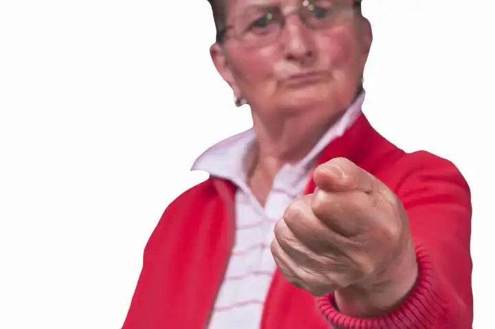 Angry Grandmother Clenchs Fist