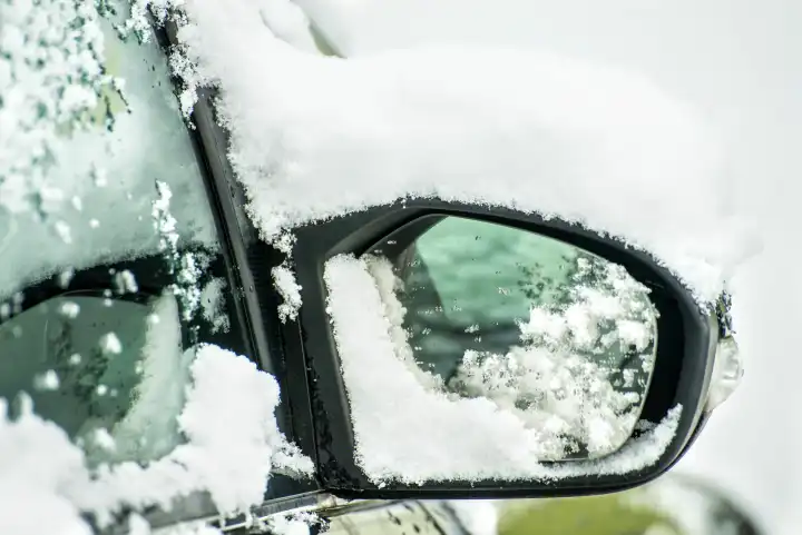 Snowhat On A Car Mirror
