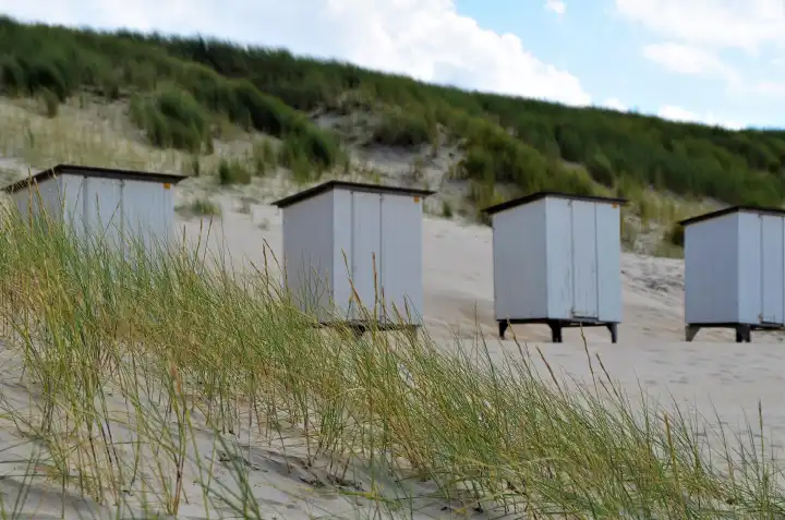 Sweet huts at the beach from Zeeland, Netherlands