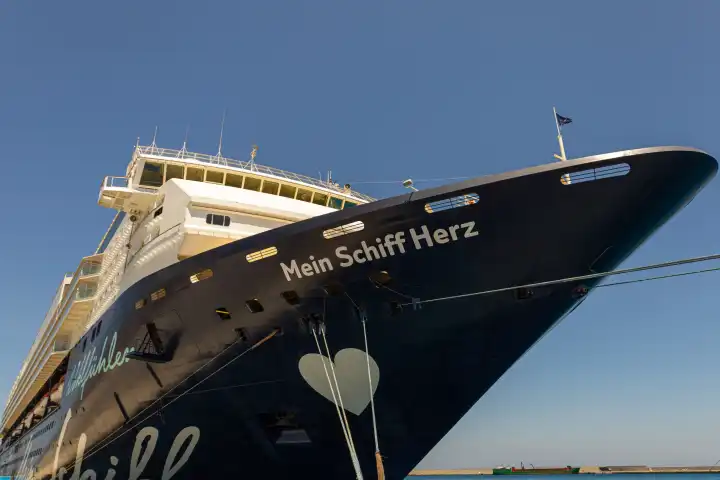 The ship Mein Schiff Herz of the shipping company TUI Cruises is in the port