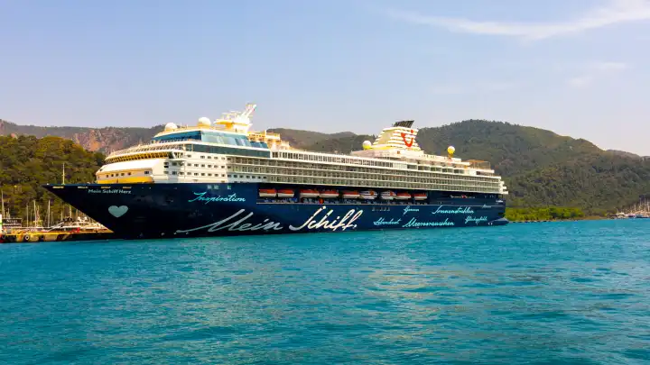 The cruise ship Mein Schiff Herz in the Turkish port of Marmaris