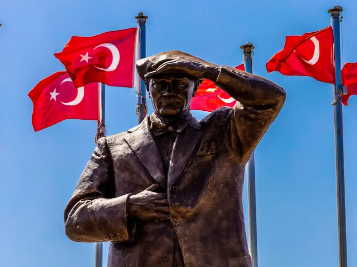 Monument to Ataturk in the center of the resort town of Turkey Marmaris
