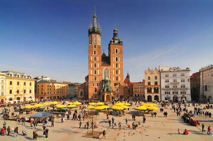 Poland, Krakow, Main Market Square, St Mary Church