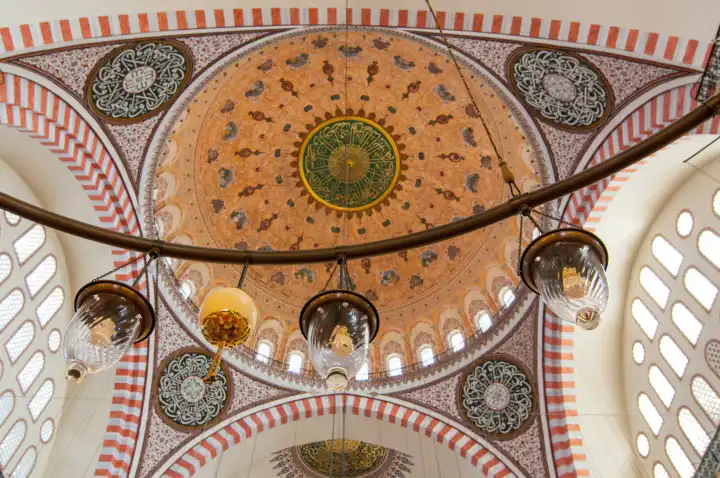 interior view of Suleymaniye Mosque (Suleymaniye Camisi), Istanbul, Turkey