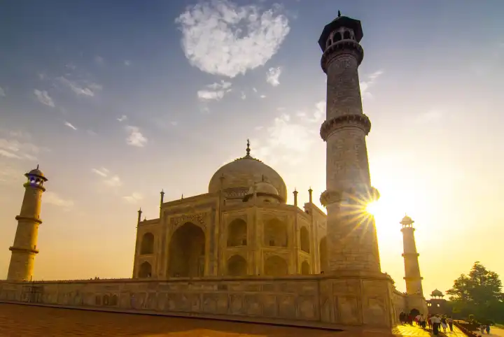 The Taj Mahal with the rising sun, Agra, Uttar Pradesh, India