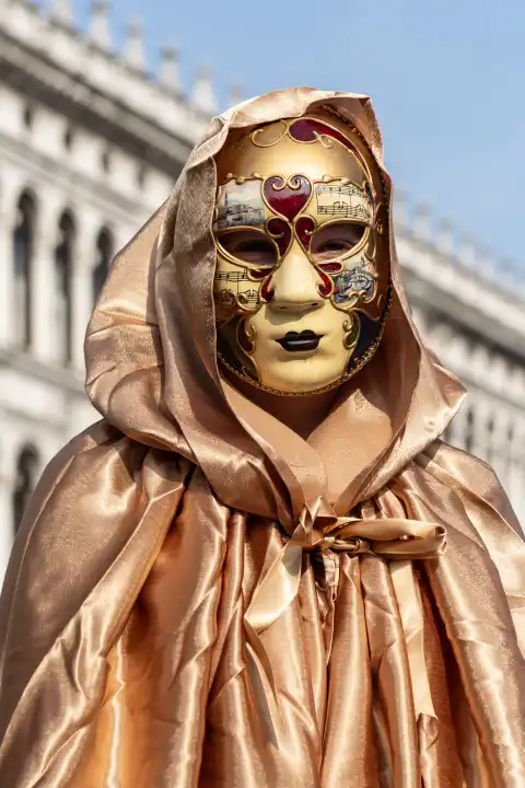 Colorful carnival masks at a traditional festival in Venice, Italy. February 20, 2023.