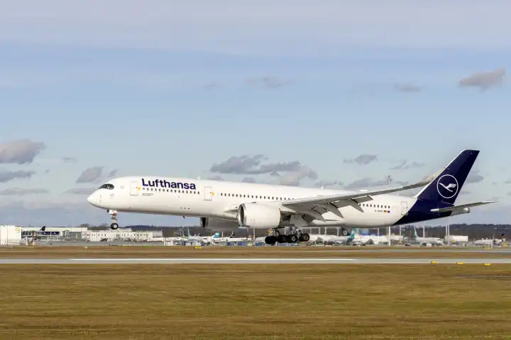Lufthansa Sonderflug LH2575 von Mount Pleasant auf den Falkland-Inseln MPN landet auf dem Flughafen München MUC