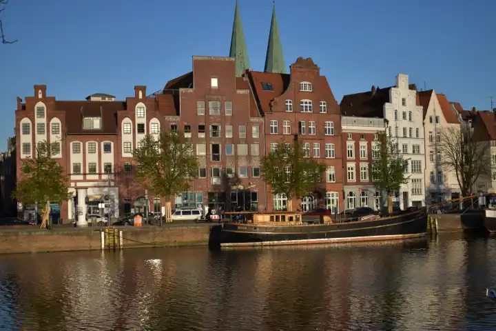 Panorama in Lübeck at the river Trave